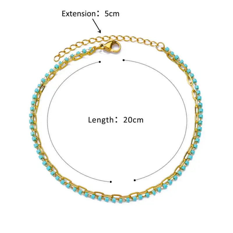 Bracelets de cheville pour femmes Accessoires de plage d’été Acier inoxydable imitation perle chaîne Bracelet de cheville Couleur or Jambe Bracelets